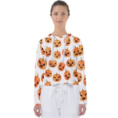 Orange Carved Pumpkins, Adoxali, Halloween Women s Slouchy Sweat