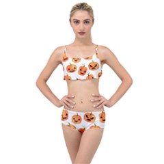 Orange Carved Pumpkins, Adoxali, Halloween Layered Top Bikini Set by kyorashop23