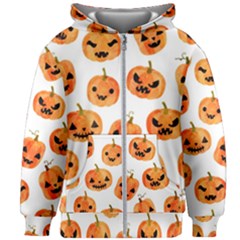 Orange Carved Pumpkins, Adoxali, Halloween Kids  Zipper Hoodie Without Drawstring by kyorashop23