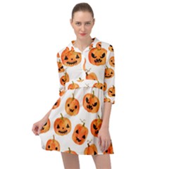 Orange Carved Pumpkins, Adoxali, Halloween Mini Skater Shirt Dress by kyorashop23