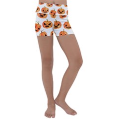 Orange Carved Pumpkins, Adoxali, Halloween Kids  Lightweight Velour Yoga Shorts by kyorashop23