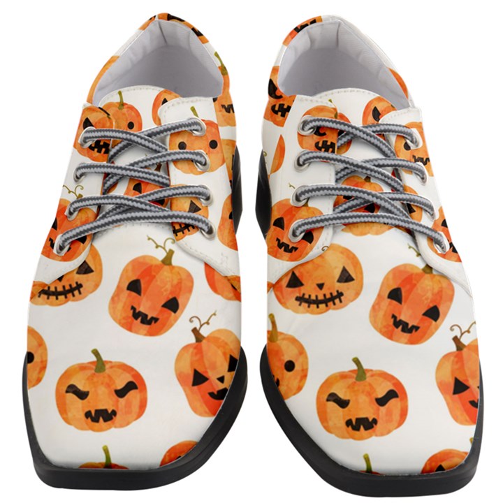 Orange Carved Pumpkins, Adoxali, Halloween Women Heeled Oxford Shoes