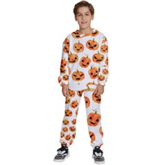 Orange Carved Pumpkins, Adoxali, Halloween Kids  Sweatshirt Set