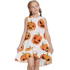 Orange Carved Pumpkins, Adoxali, Halloween Kids  Frill Swing Dress by kyorashop23