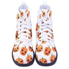 Orange Carved Pumpkins, Adoxali, Halloween Men s High-top Canvas Sneakers by kyorashop23