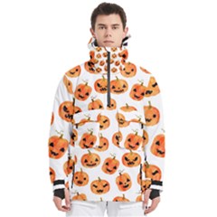 Orange Carved Pumpkins, Adoxali, Halloween Men s Pullover Zip Ski And Snowboard Waterproof Breathable Jacket