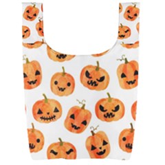 Orange Carved Pumpkins, Adoxali, Halloween Foldable Shopping Bag