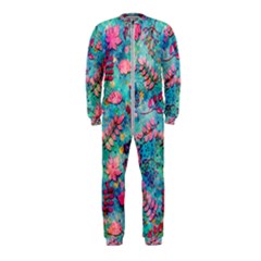 Pink On Blue Leaves Onepiece Jumpsuit (kids)