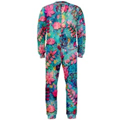 Pink On Blue Leaves Onepiece Jumpsuit (men)