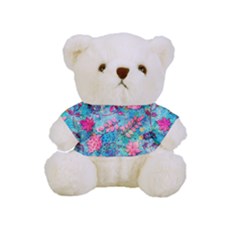 Pink On Blue Leaves Full Print Tee For Cuddly Teddy Bear