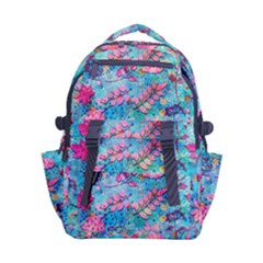 Pink On Blue Leaves Carry-on Double Buckle Travel Backpack by kyorashop23