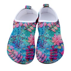 Pink On Blue Leaves Women s Sock-style Water Shoes by kyorashop23