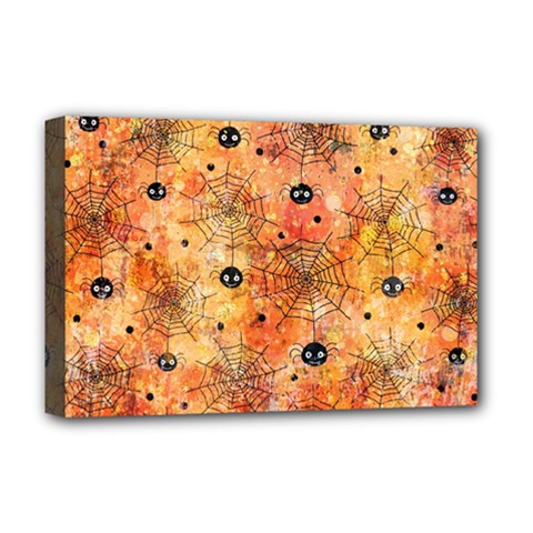 Spooky Spider Pattern, Adoxali, Halloween Deluxe Canvas 18  X 12  (stretched) by kyorashop23