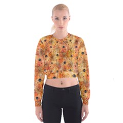 Spooky Spider Pattern, Adoxali, Halloween Cropped Sweatshirt