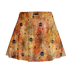 Spooky Spider Pattern, Adoxali, Halloween Mini Flare Skirt by kyorashop23