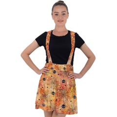 Spooky Spider Pattern, Adoxali, Halloween Velvet Suspender Skater Skirt by kyorashop23