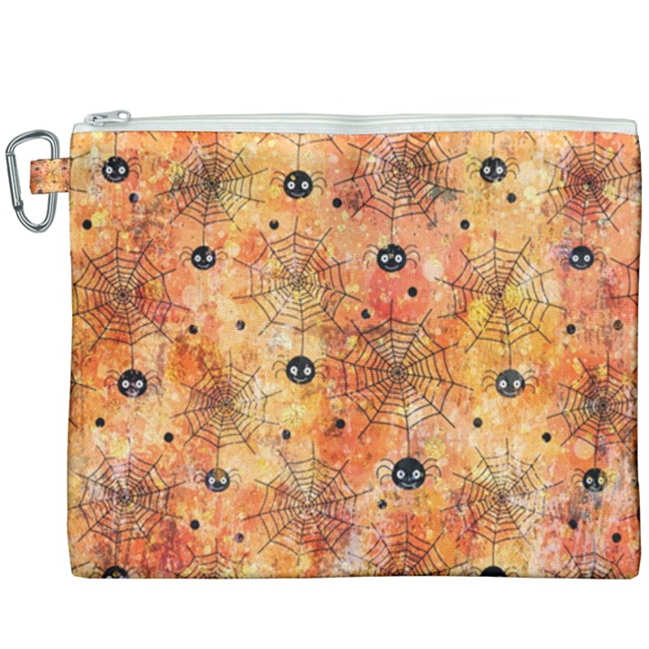 Spooky Spider Pattern, Adoxali, Halloween Canvas Cosmetic Bag (XXXL)