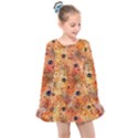 Spooky Spider Pattern, Adoxali, Halloween Kids  Long Sleeve Dress View1