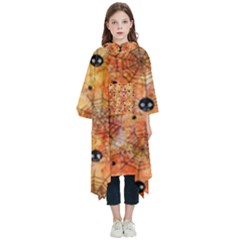 Spooky Spider Pattern, Adoxali, Halloween Kids  Hooded Rain Ponchos