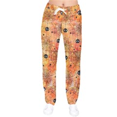 Spooky Spider Pattern, Adoxali, Halloween Women Velvet Drawstring Pants