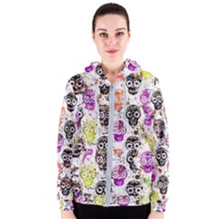 Sugar Skulls - Floral Women s Zipper Hoodie