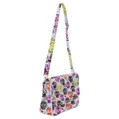 Sugar Skulls - Floral Shoulder Bag With Back Zipper by kyorashop23