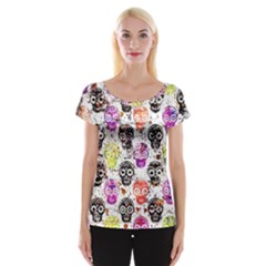 Sugar Skulls - Floral Cap Sleeve Top by kyorashop23