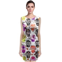 Sugar Skulls - Floral Sleeveless Velvet Midi Dress