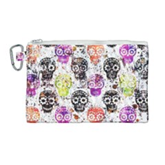 Sugar Skulls - Floral Canvas Cosmetic Bag (large) by kyorashop23