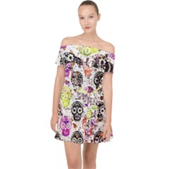 Sugar Skulls - Floral Off Shoulder Chiffon Dress by kyorashop23