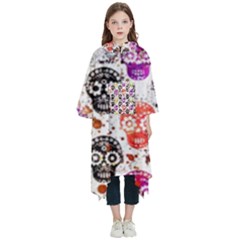 Sugar Skulls - Floral Kids  Hooded Rain Ponchos