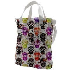 Sugar Skulls - Floral Canvas Messenger Bag by kyorashop23