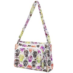 Sugar Skulls - Floral Front Pocket Crossbody Bag by kyorashop23