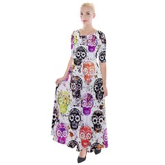 Sugar Skulls - Floral Half Sleeves Maxi Dress by kyorashop23