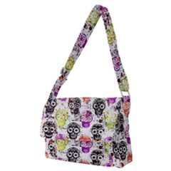 Sugar Skulls - Floral Full Print Messenger Bag (m) by kyorashop23