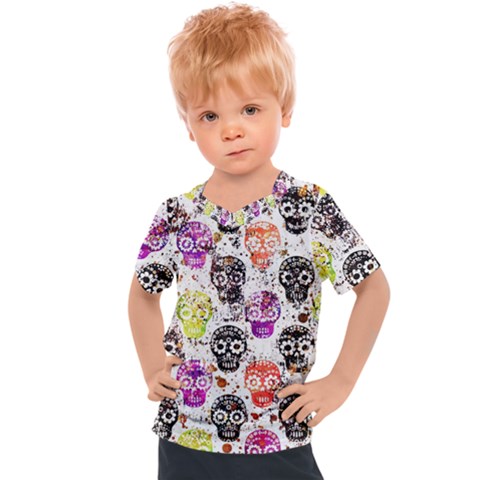 Sugar Skulls - Floral Kids  Sports T-shirt by kyorashop23