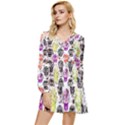 Sugar Skulls - Floral Tiered Long Sleeve Mini Dress View1