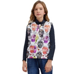 Sugar Skulls - Floral Kid s Button Up Puffer Vest	