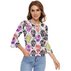 Sugar Skulls - Floral Bell Sleeve Top