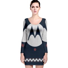 Ugly Sweater Moto, Motorola, Long Sleeve Velvet Bodycon Dress