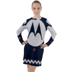 Ugly Sweater Moto, Motorola, Long Sleeve Hoodie Dress