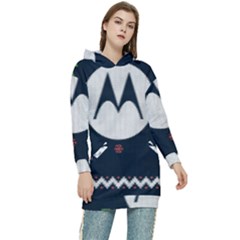 Ugly Sweater Moto, Motorola, Women s Long Oversized Pullover Hoodie