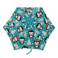 Blue Penguin Pattern, Adoxali, Christmas, Cute Mini Folding Umbrellas