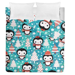 Blue Penguin Pattern, Adoxali, Christmas, Cute Duvet Cover Double Side (Queen Size)