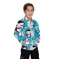 Blue Penguin Pattern, Adoxali, Christmas, Cute Kids  Windbreaker