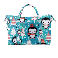 Blue Penguin Pattern, Adoxali, Christmas, Cute Carry-on Travel Shoulder Bag