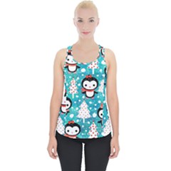 Blue Penguin Pattern, Adoxali, Christmas, Cute Piece Up Tank Top