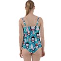 Blue Penguin Pattern, Adoxali, Christmas, Cute Twist Front Tankini Set View2