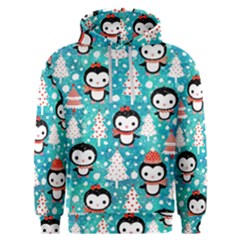 Blue Penguin Pattern, Adoxali, Christmas, Cute Men s Overhead Hoodie by kyorashop23