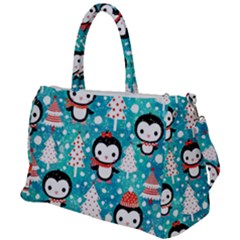 Blue Penguin Pattern, Adoxali, Christmas, Cute Duffel Travel Bag by kyorashop23